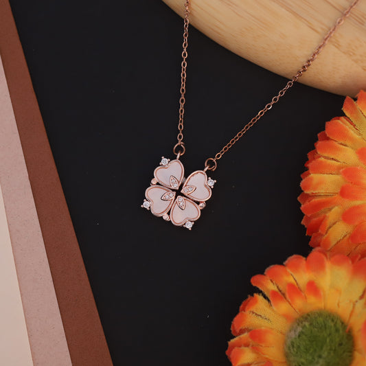 Flower Magnetic Chain Gold Plated – Single Layer, Anti-Tarnish, Waterproof, Minimalist Style (ROSE GOLD)