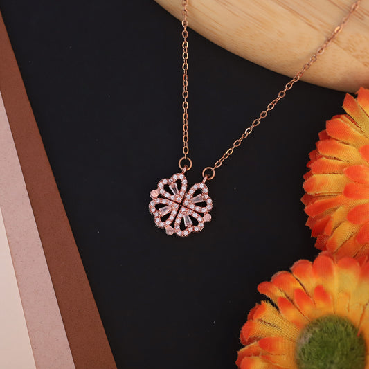 Flower Magnetic Chain Gold Plated – Single Layer, Anti-Tarnish, Waterproof, Minimalist Style (ROSE GOLD)