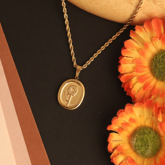 Rose Charm Chain Gold Plated – Single Layer, Anti-Tarnish, Waterproof, Minimalist Style (GOLD)