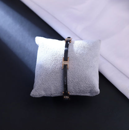 Men’s Black Ceramic & Rose Gold Stainless Steel Link Bracelet – Diamond-Cut Finish – Luxury Designer-Inspired Wristwear