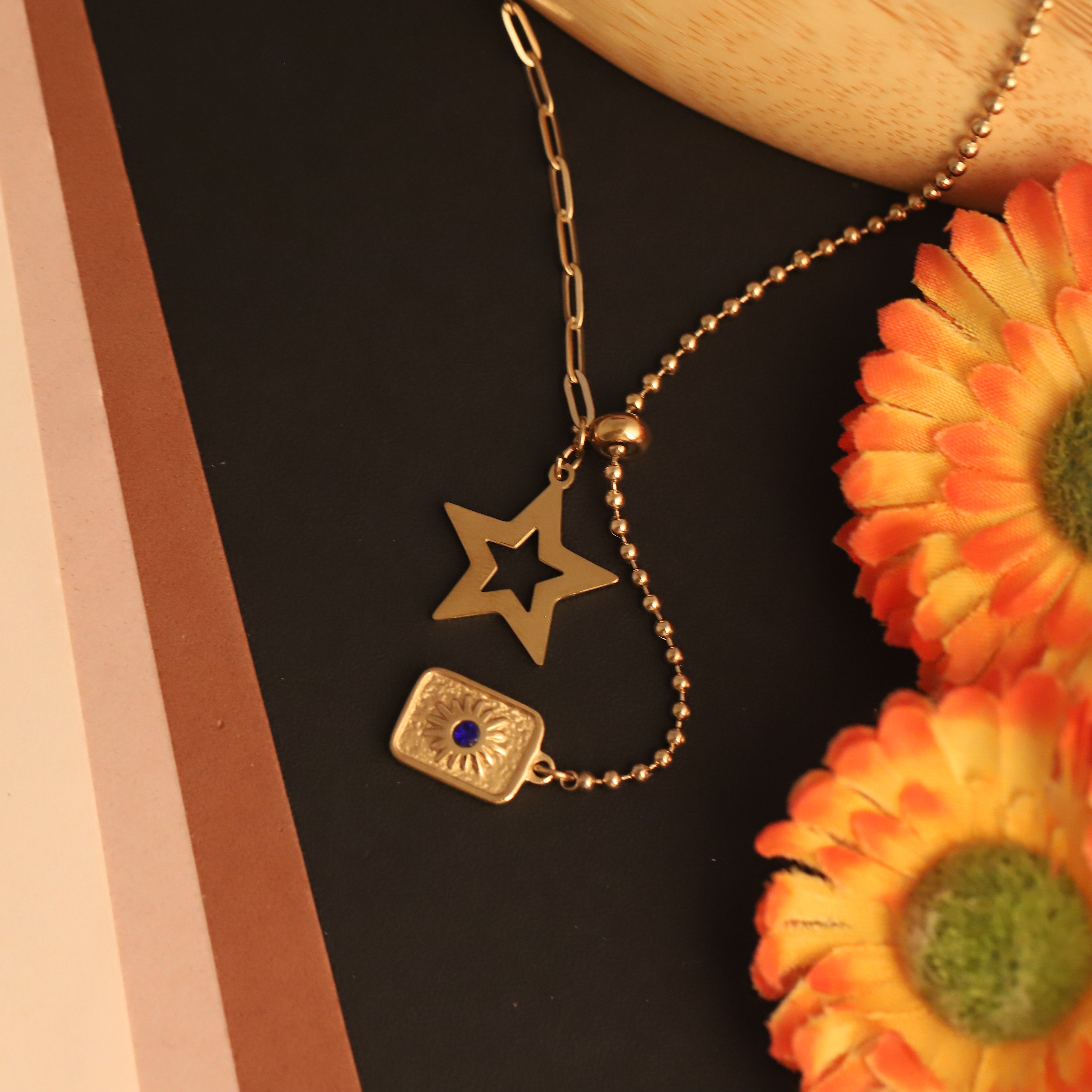 Star Charm Chain Gold Plated – Single Layer, Anti-Tarnish, Waterproof, Minimalist Style (GOLD)