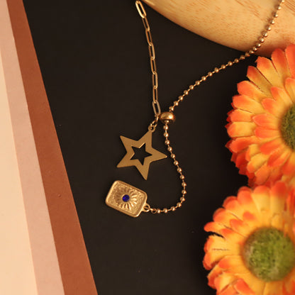 Star Charm Chain Gold Plated – Single Layer, Anti-Tarnish, Waterproof, Minimalist Style (GOLD)