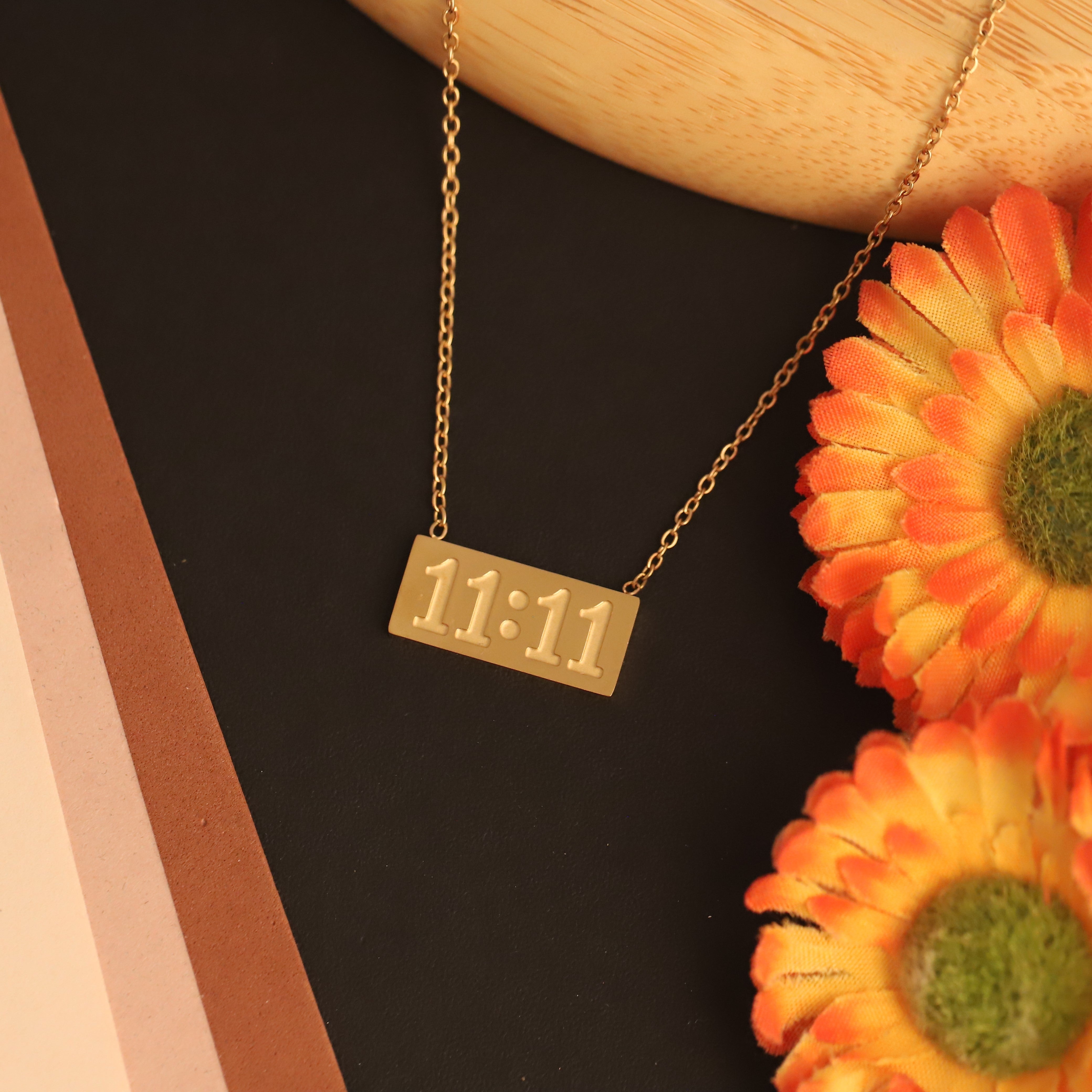 11:11 Necklace Chain Gold Plated – Single Layer, Anti-Tarnish, Waterproof, Minimalist Style (GOLD)