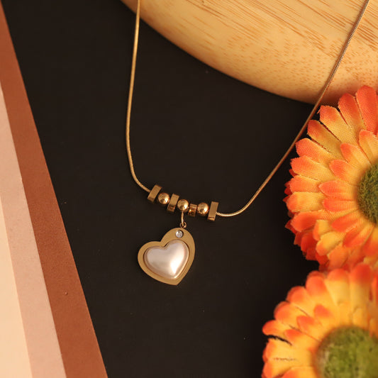 Heart Charm Chain Gold Plated – Single Layer, Anti-Tarnish, Waterproof, Minimalist Style (GOLD)