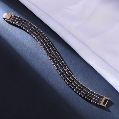 Men's Black and Gold Stainless Steel Link Bracelet – Classic Cuban Chain Style with Dual-Tone Finish, Durable Clasp – Luxury Fashion Jewelry for Men