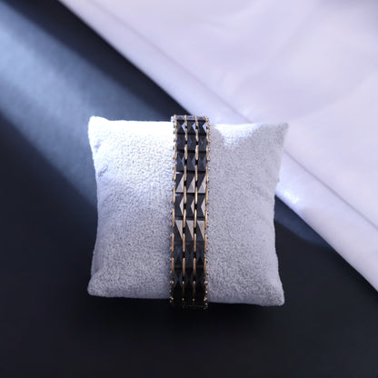 Men's Black and Gold Stainless Steel Link Bracelet – Classic Cuban Chain Style with Dual-Tone Finish, Durable Clasp – Luxury Fashion Jewelry for Men