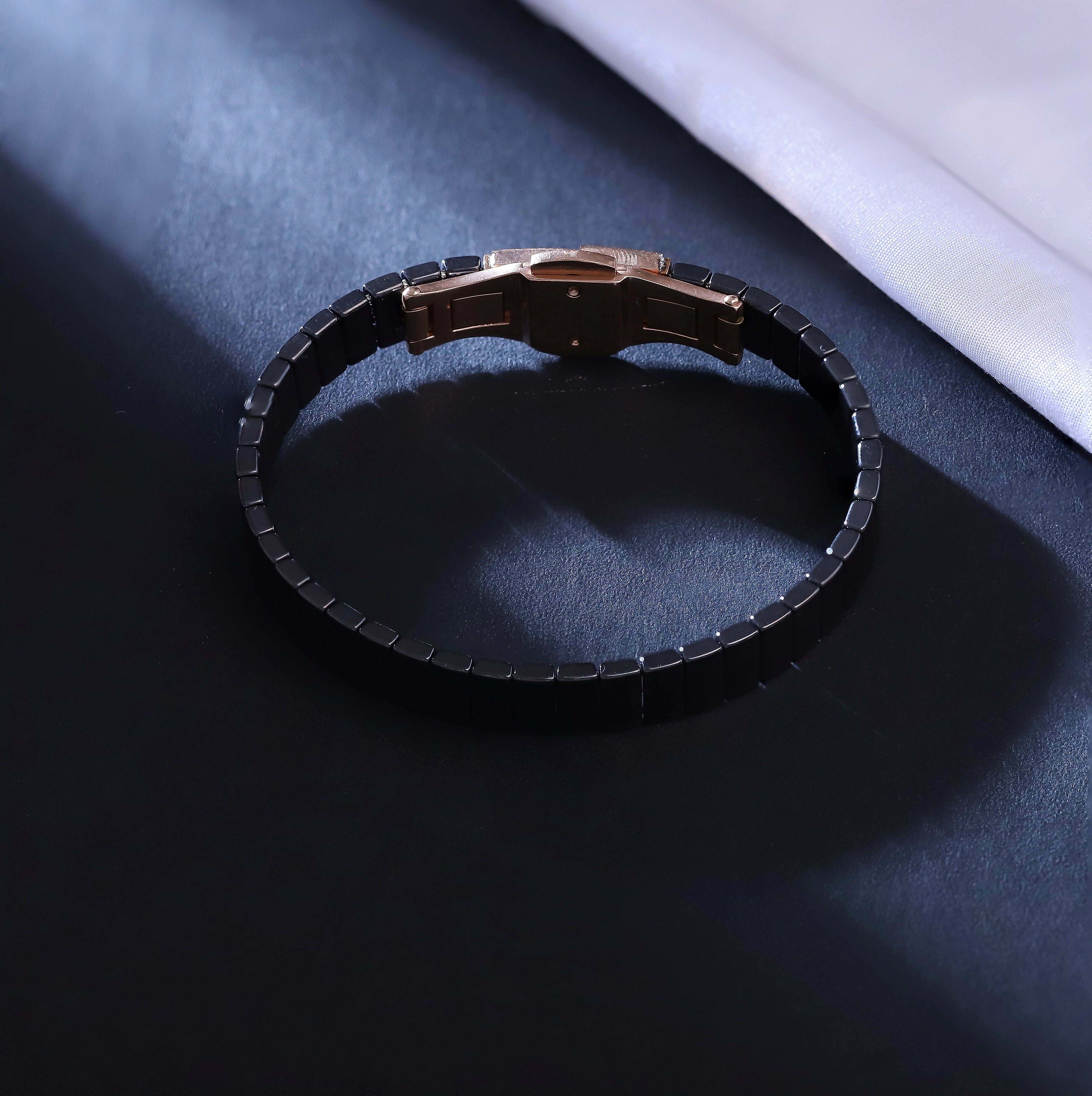 Men's Black Stainless Steel Magnetic Therapy Bracelet with Adjustable Clasp