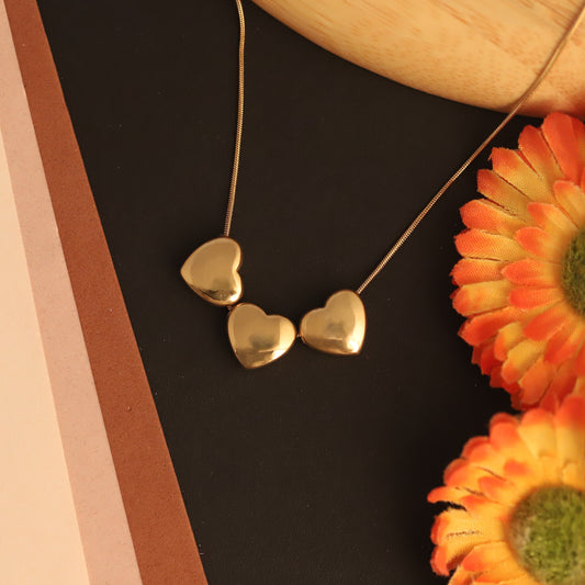 Heart Charm Chain Gold Plated – Single Layer, Anti-Tarnish, Waterproof, Minimalist Style (GOLD)