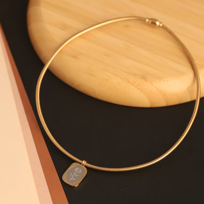 Rose Round Necklace Gold Plated – Single Layer, Anti-Tarnish, Waterproof, Minimalist Style (GOLD)