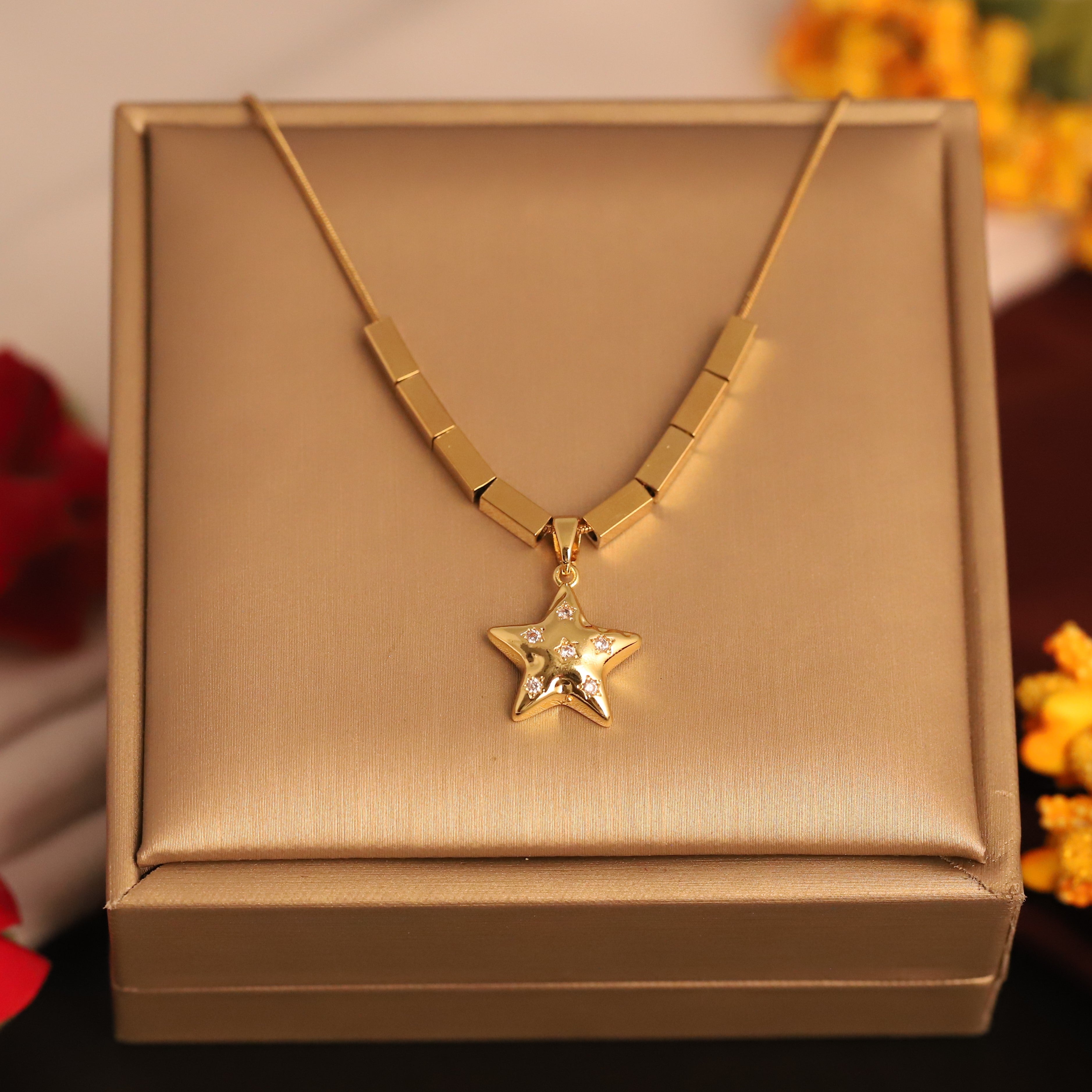 Star Charm Chain Gold Plated – Single Layer, Anti-Tarnish, Waterproof, Minimalist Style (GOLD)
