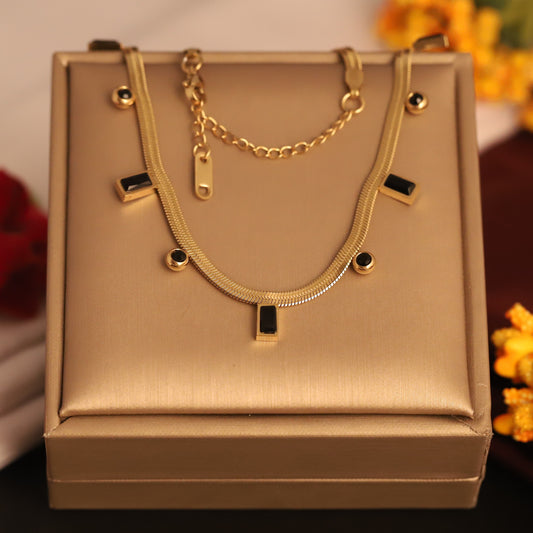 Box Charms Black Snake Chain Gold Plated – Single Layer, Anti-Tarnish, Waterproof, Minimalist Style (GOLD)