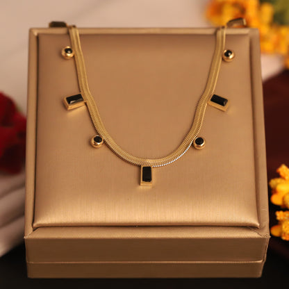 Box Charms Black Snake Chain Gold Plated – Single Layer, Anti-Tarnish, Waterproof, Minimalist Style (GOLD)