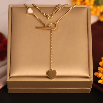 Heart Charm Snake Chain Gold Plated – Single Layer, Anti-Tarnish, Waterproof, Minimalist Style (GOLD)