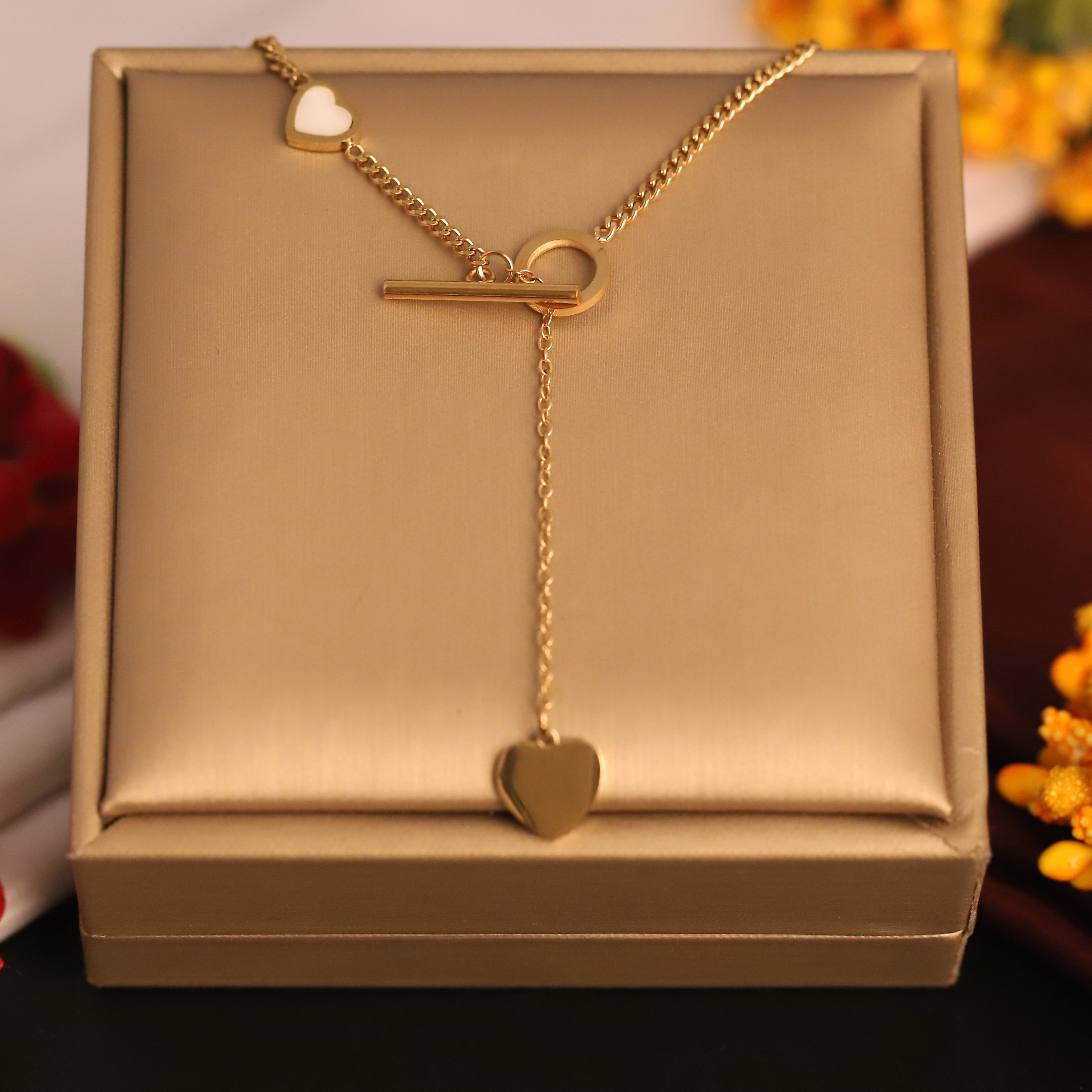 Heart Charm Snake Chain Gold Plated – Single Layer, Anti-Tarnish, Waterproof, Minimalist Style (GOLD)