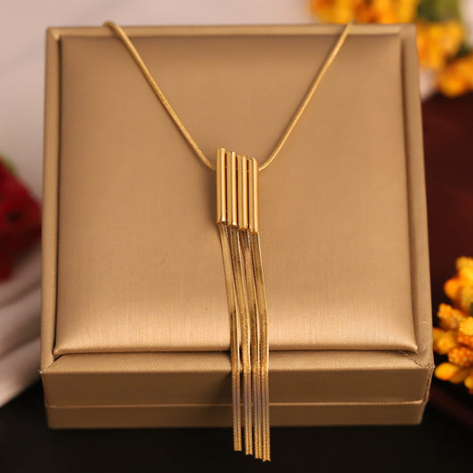 Square Charm Chain Gold Plated – Single Layer, Anti-Tarnish, Waterproof, Minimalist Style (GOLD)