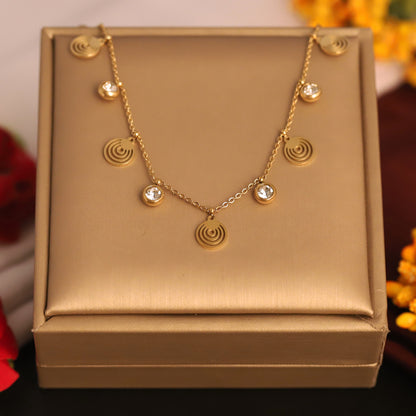 Charms White Stones Chain Gold Plated – Single Layer, Anti-Tarnish, Waterproof, Minimalist Style (GOLD)