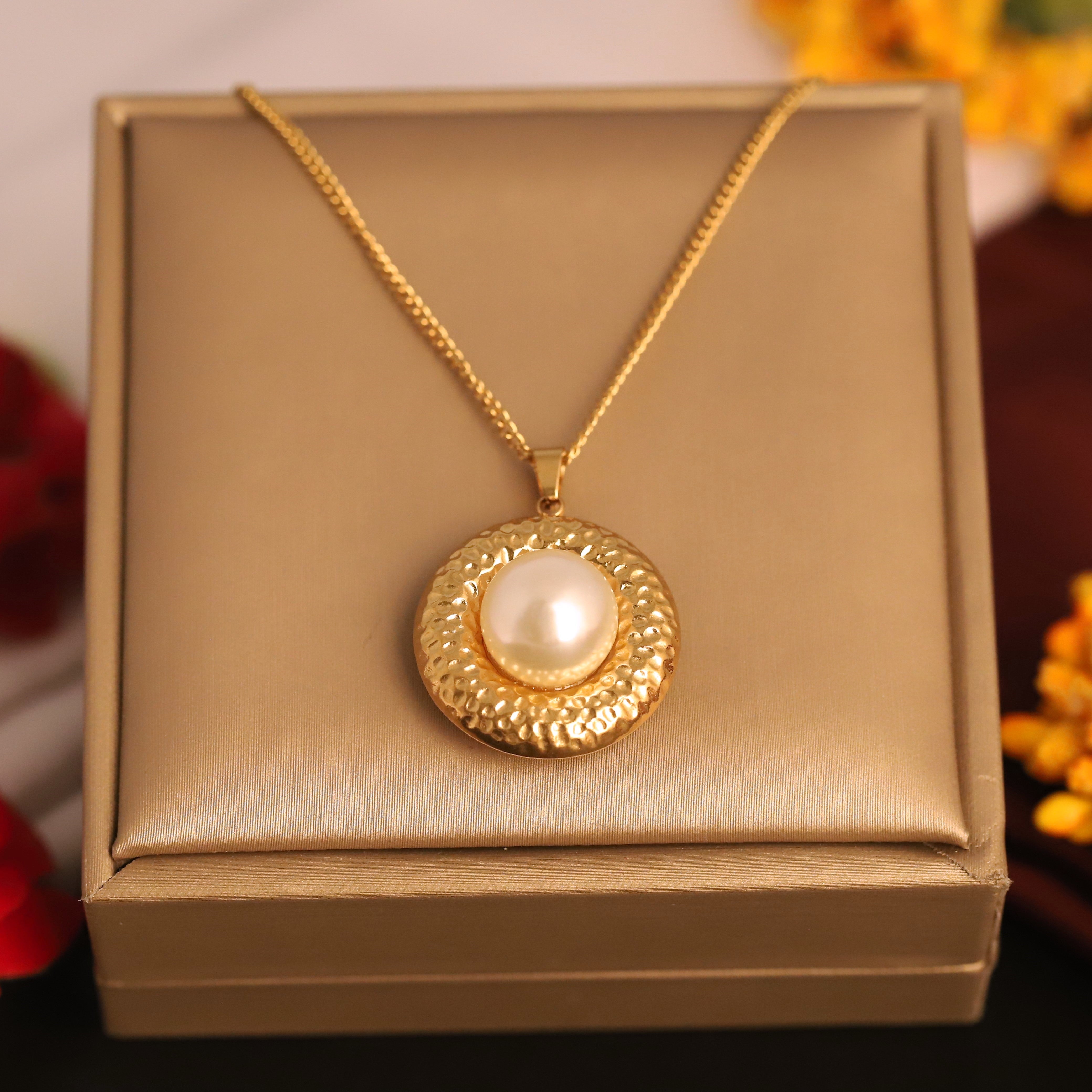 Pearl Charm Chain Gold Plated – Single Layer, Anti-Tarnish, Waterproof, Minimalist Style (GOLD)