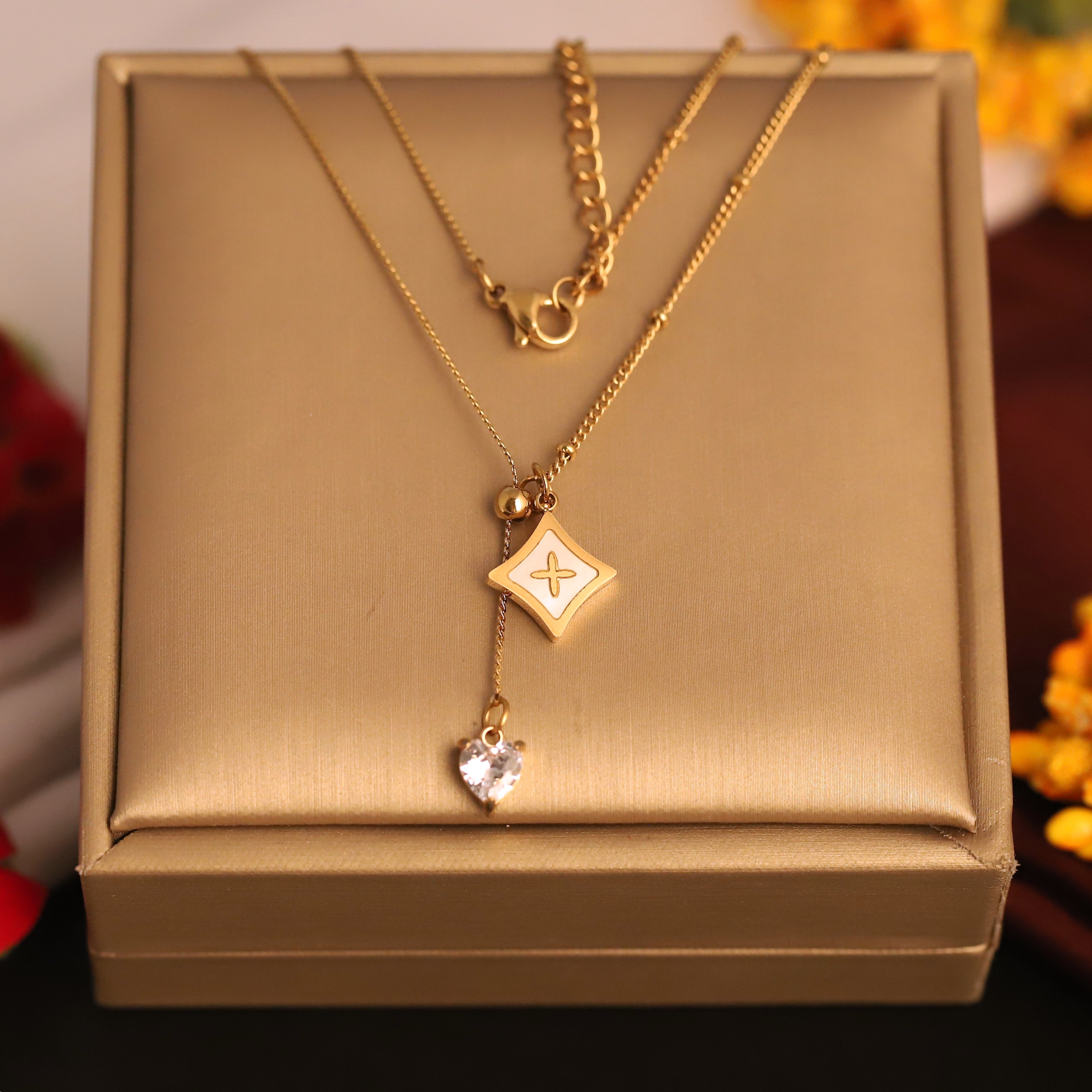 Flower Charm Black Chain Gold Plated – Single Layer, Anti-Tarnish, Waterproof, Minimalist Style (GOLD)
