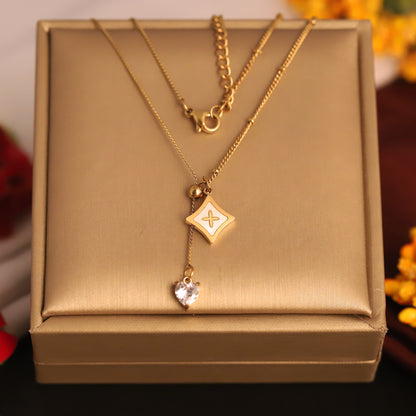 Flower Charm Black Chain Gold Plated – Single Layer, Anti-Tarnish, Waterproof, Minimalist Style (GOLD)
