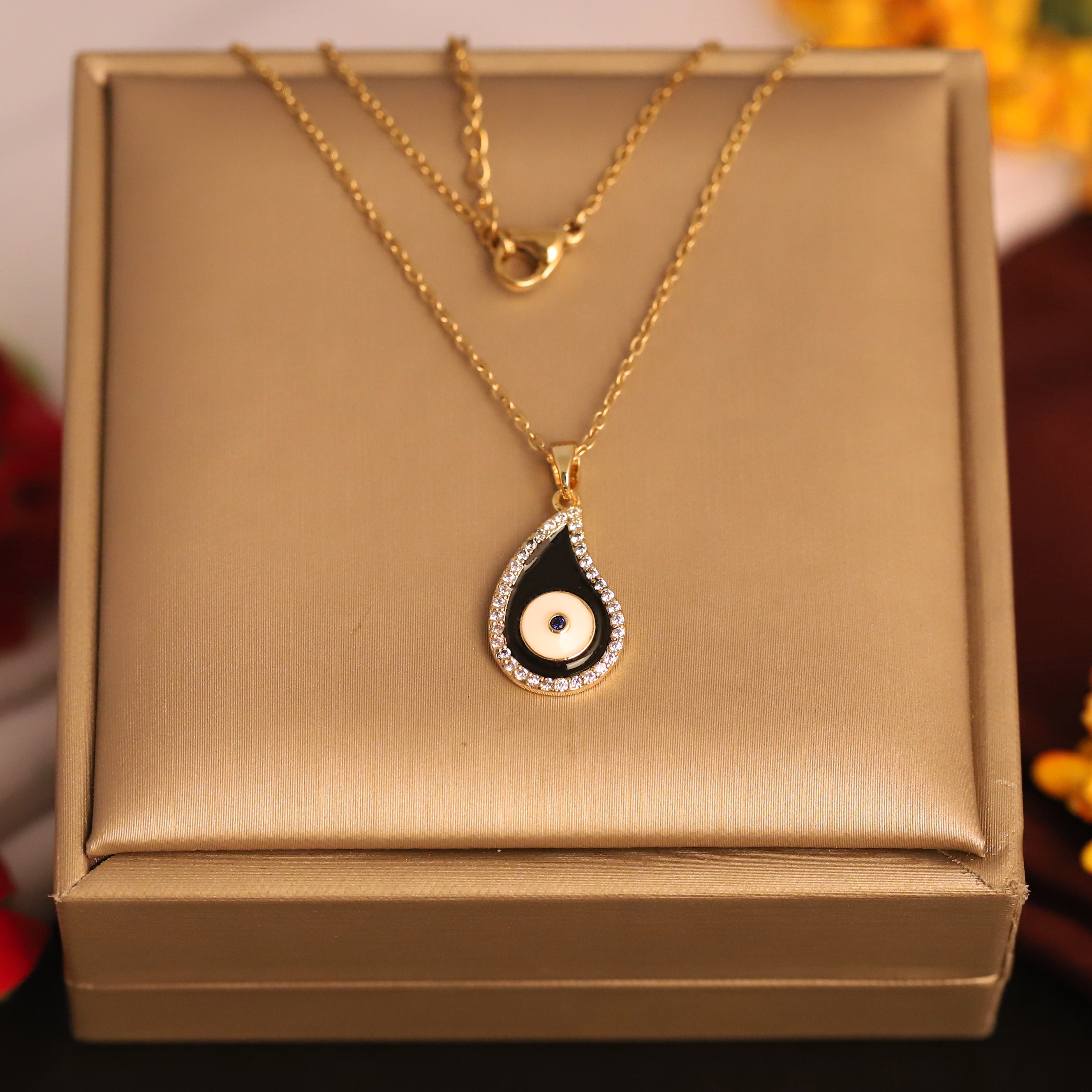Evil Eye Charm Gold Plated – Single Layer, Anti-Tarnish, Waterproof, Minimalist Style (GOLD)