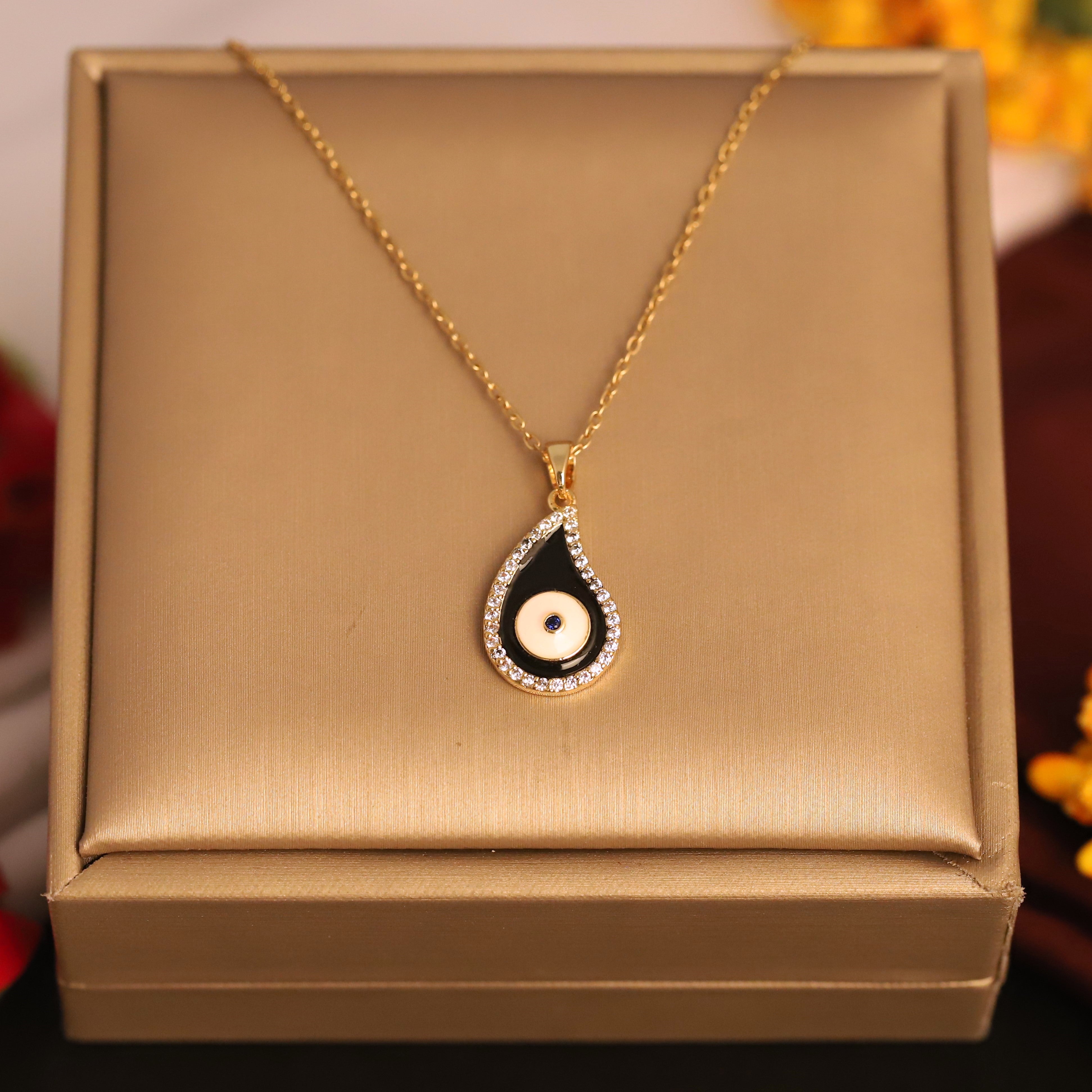 Evil Eye Charm Gold Plated – Single Layer, Anti-Tarnish, Waterproof, Minimalist Style (GOLD)