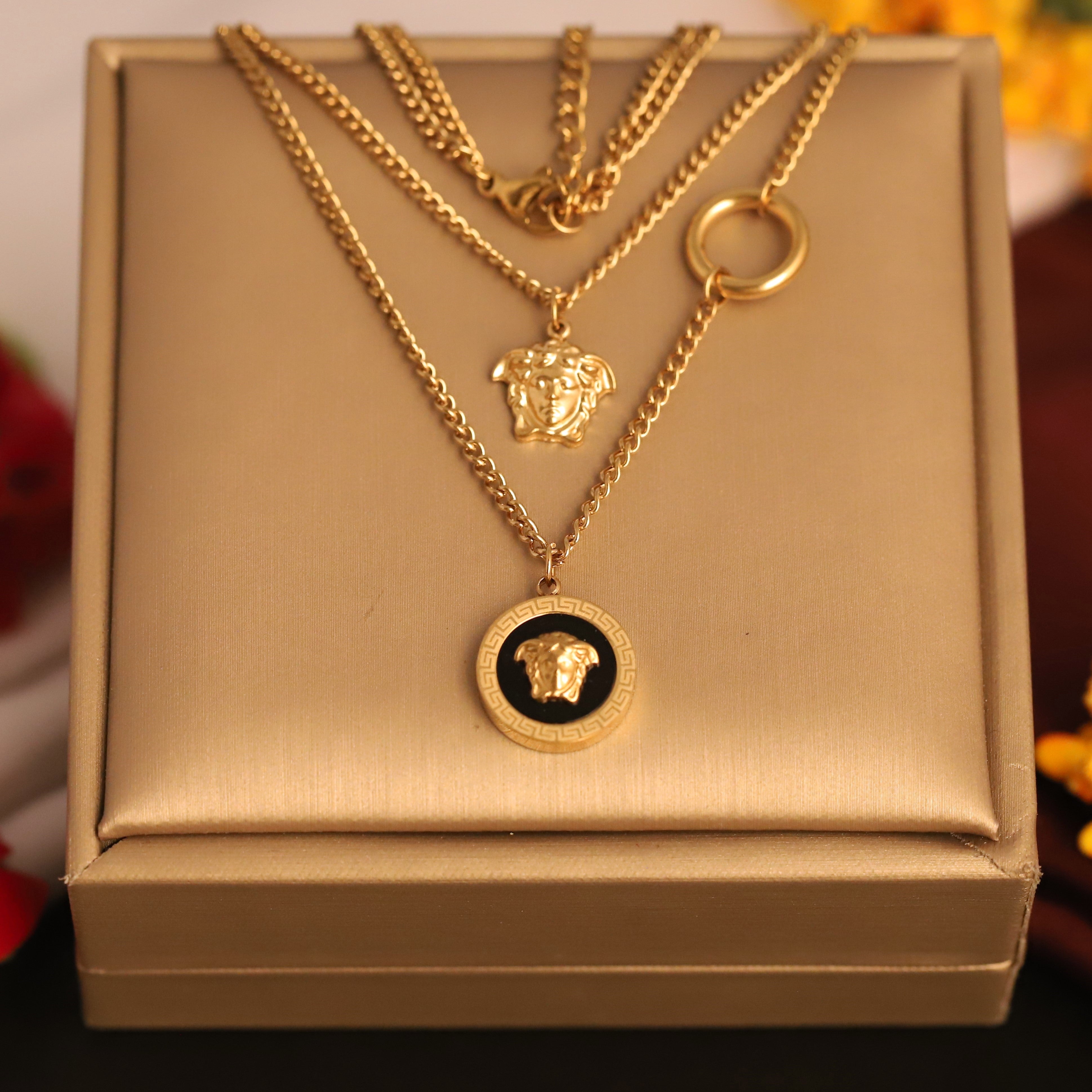 Trendy Charm Chain Gold Plated – Double Layer, Anti-Tarnish, Waterproof, Minimalist Style (GOLD)