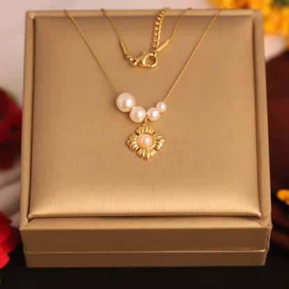 Flower Charm Chain Gold Plated – Single Layer, Anti-Tarnish, Waterproof, Minimalist Style (GOLD)