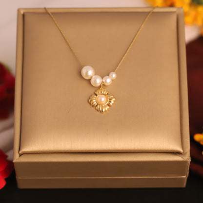 Flower Charm Chain Gold Plated – Single Layer, Anti-Tarnish, Waterproof, Minimalist Style (GOLD)