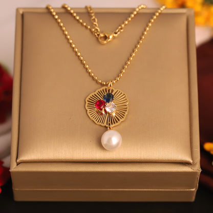Flower Pearl Charm Chain Gold Plated – Single Layer, Anti-Tarnish, Waterproof, Minimalist Style (GOLD)
