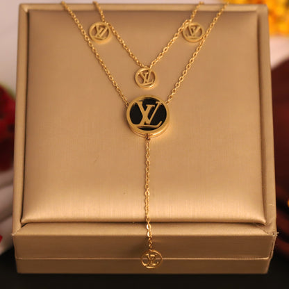 VL Charms Chain Gold Plated – Double Layer, Anti-Tarnish, Waterproof, Minimalist Style (GOLD)