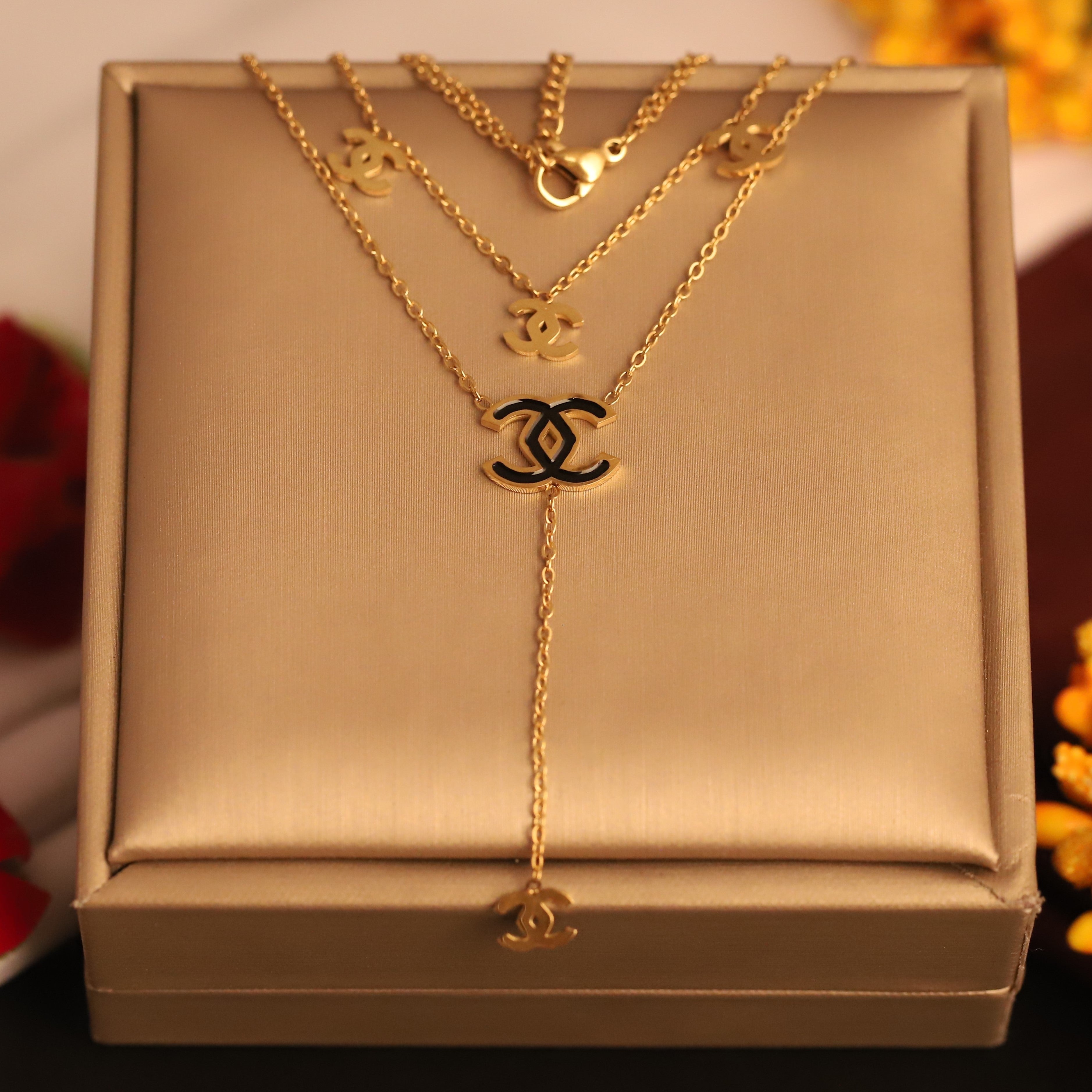 Trendy Charms Chain Gold Plated – Double Layer, Anti-Tarnish, Waterproof, Minimalist Style (GOLD)