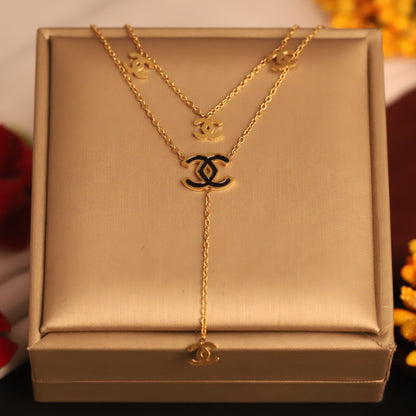 Trendy Charms Chain Gold Plated – Double Layer, Anti-Tarnish, Waterproof, Minimalist Style (GOLD)