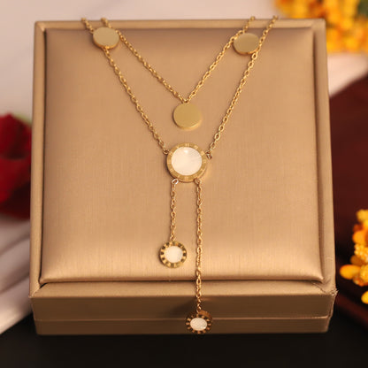 Trendy Pearl Charms Chain Gold Plated – Double Layer, Anti-Tarnish, Waterproof, Minimalist Style (GOLD)