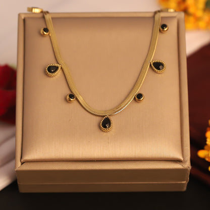 Drops Black Snake Chain Gold Plated – Single Layer, Anti-Tarnish, Waterproof, Minimalist Style (GOLD)