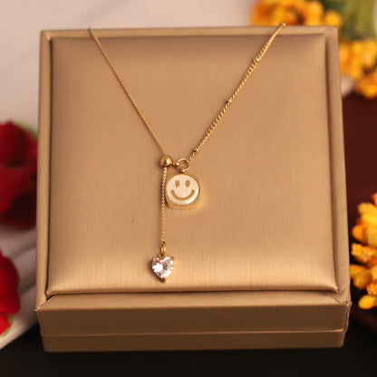 Smily Charm Black Chain Gold Plated – Single Layer, Anti-Tarnish, Waterproof, Minimalist Style (GOLD)