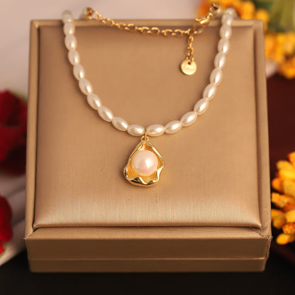 Pearl Charm Chain Gold Plated – Single Layer, Anti-Tarnish, Waterproof, Minimalist Style (GOLD)
