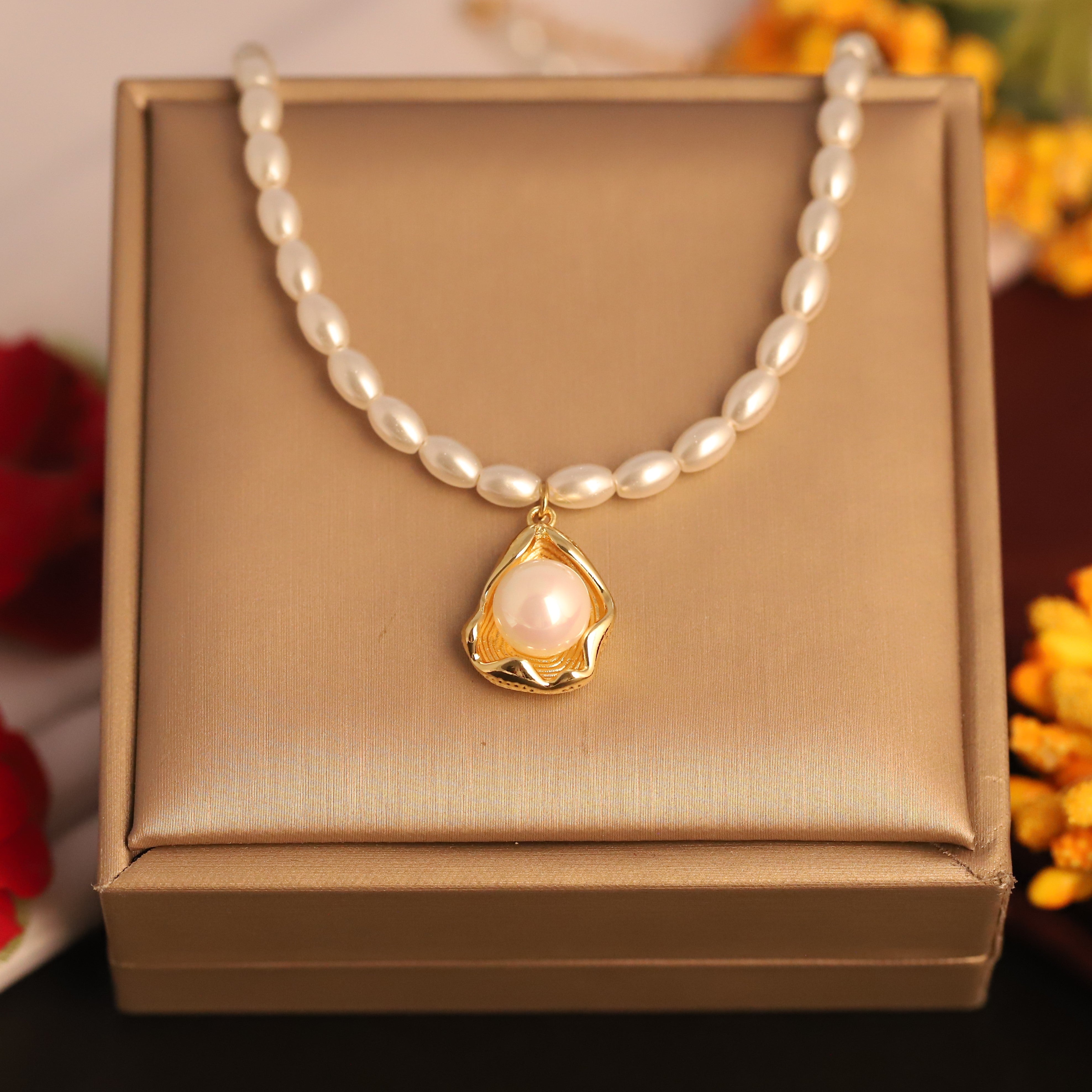 Pearl Charm Chain Gold Plated – Single Layer, Anti-Tarnish, Waterproof, Minimalist Style (GOLD)