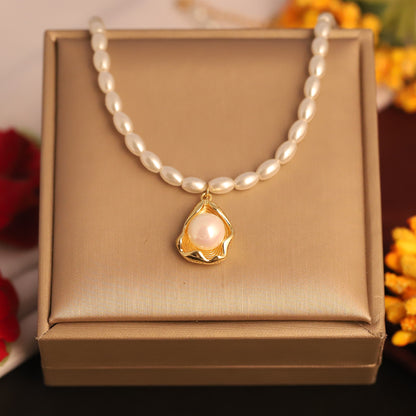 Pearl Charm Chain Gold Plated – Single Layer, Anti-Tarnish, Waterproof, Minimalist Style (GOLD)
