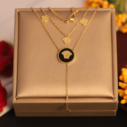 Lion Charms Chain Gold Plated – Double Layer, Anti-Tarnish, Waterproof, Minimalist Style (GOLD)