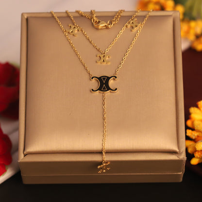 Trendy Charms Chain Gold Plated – Double Layer, Anti-Tarnish, Waterproof, Minimalist Style (GOLD)