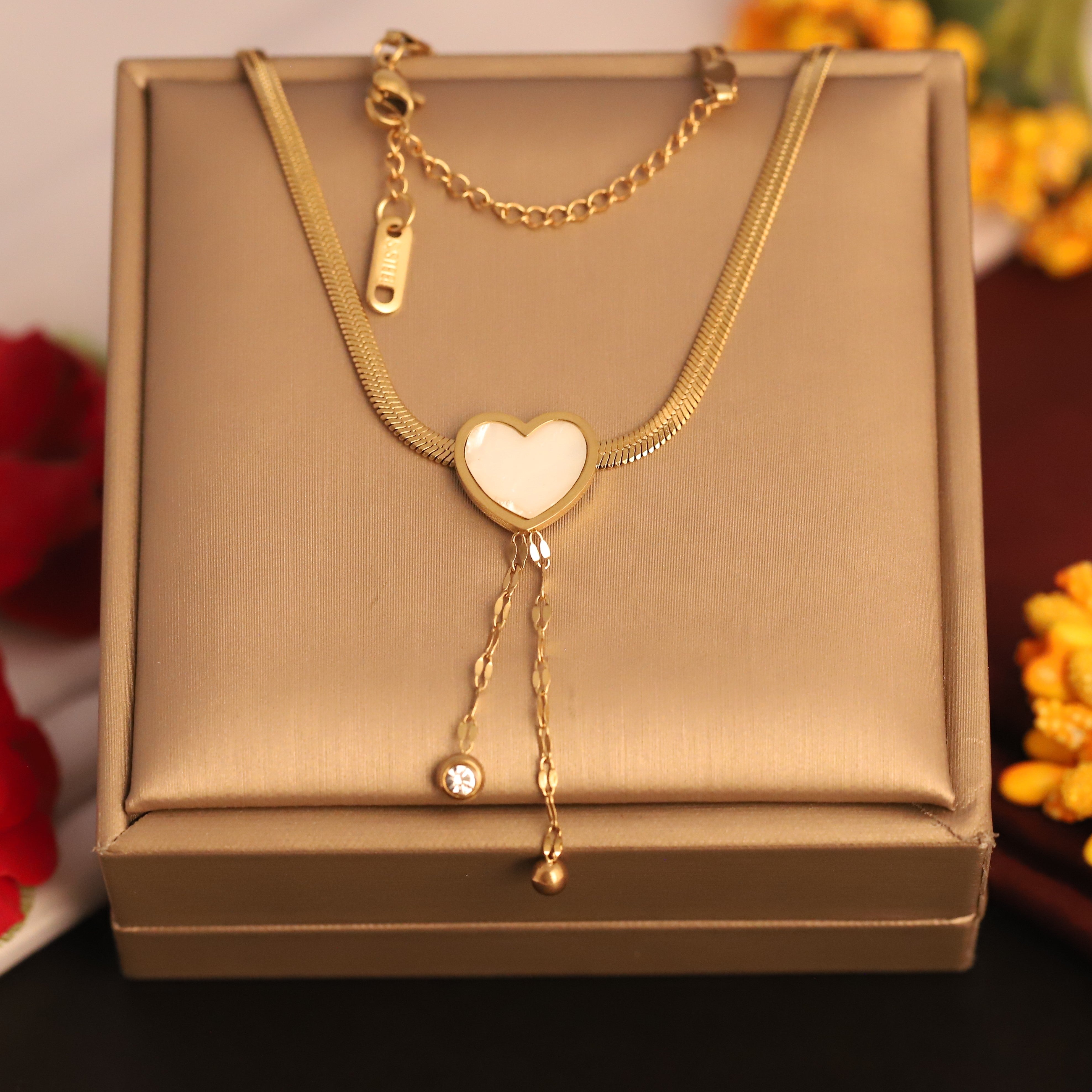 Heart Snake Chain Gold Plated – Single Layer, Anti-Tarnish, Waterproof, Minimalist Style (GOLD)