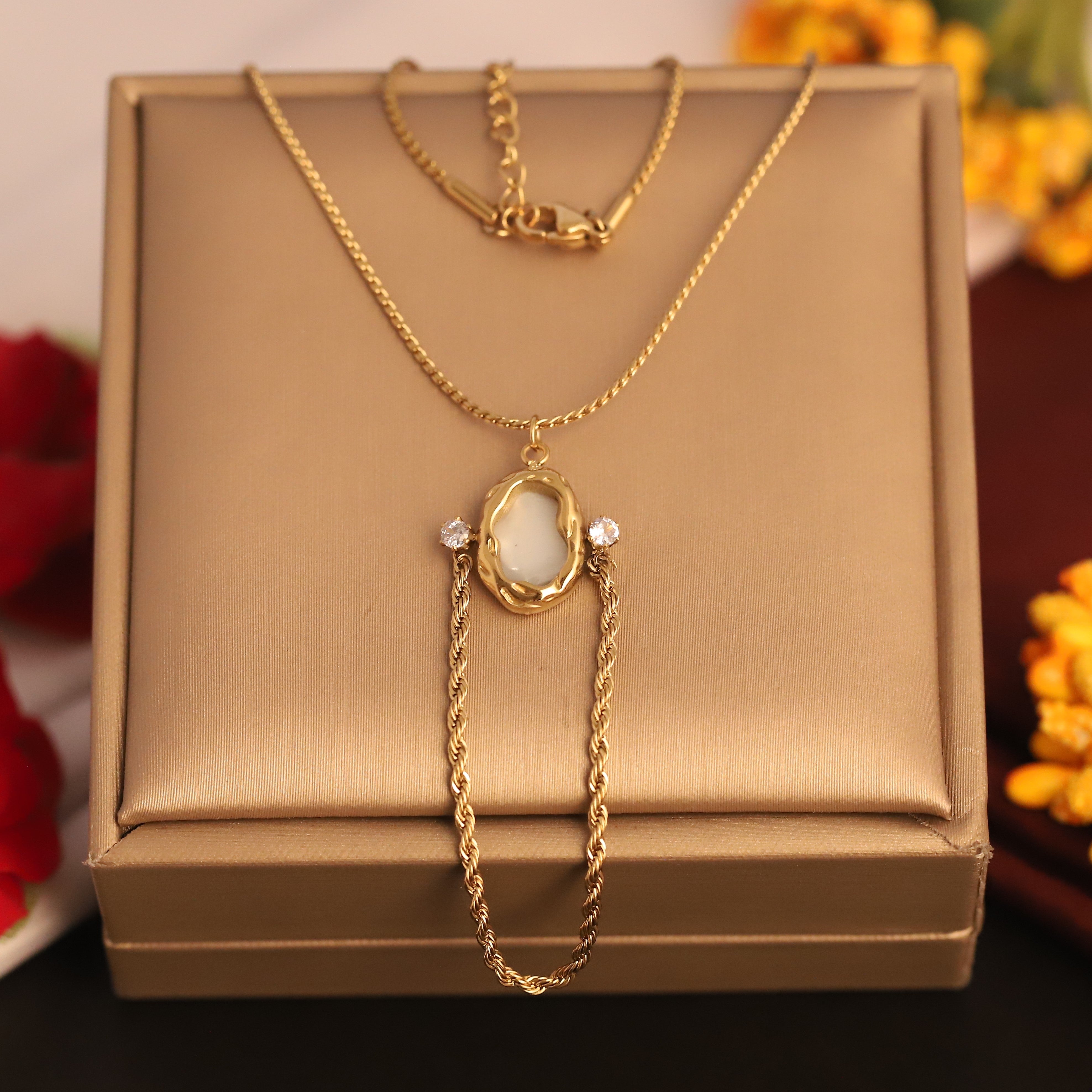 Pearl Charm Chain Gold Plated – Single Layer, Anti-Tarnish, Waterproof, Minimalist Style (GOLD)