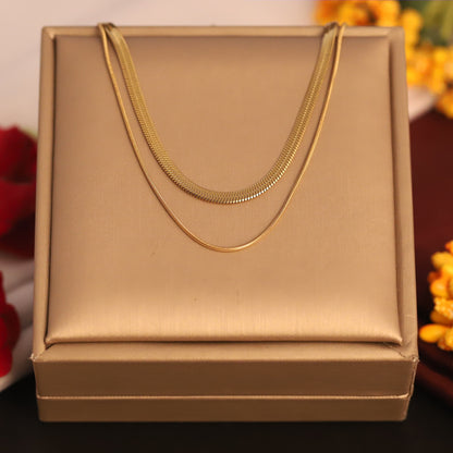 Trendy Charm Snake Chain Gold Plated – Double Layer, Anti-Tarnish, Waterproof, Minimalist Style (GOLD)