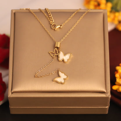 Butterfly Pearl Charm Chain Gold Plated – Single Layer, Anti-Tarnish, Waterproof, Minimalist Style (GOLD)