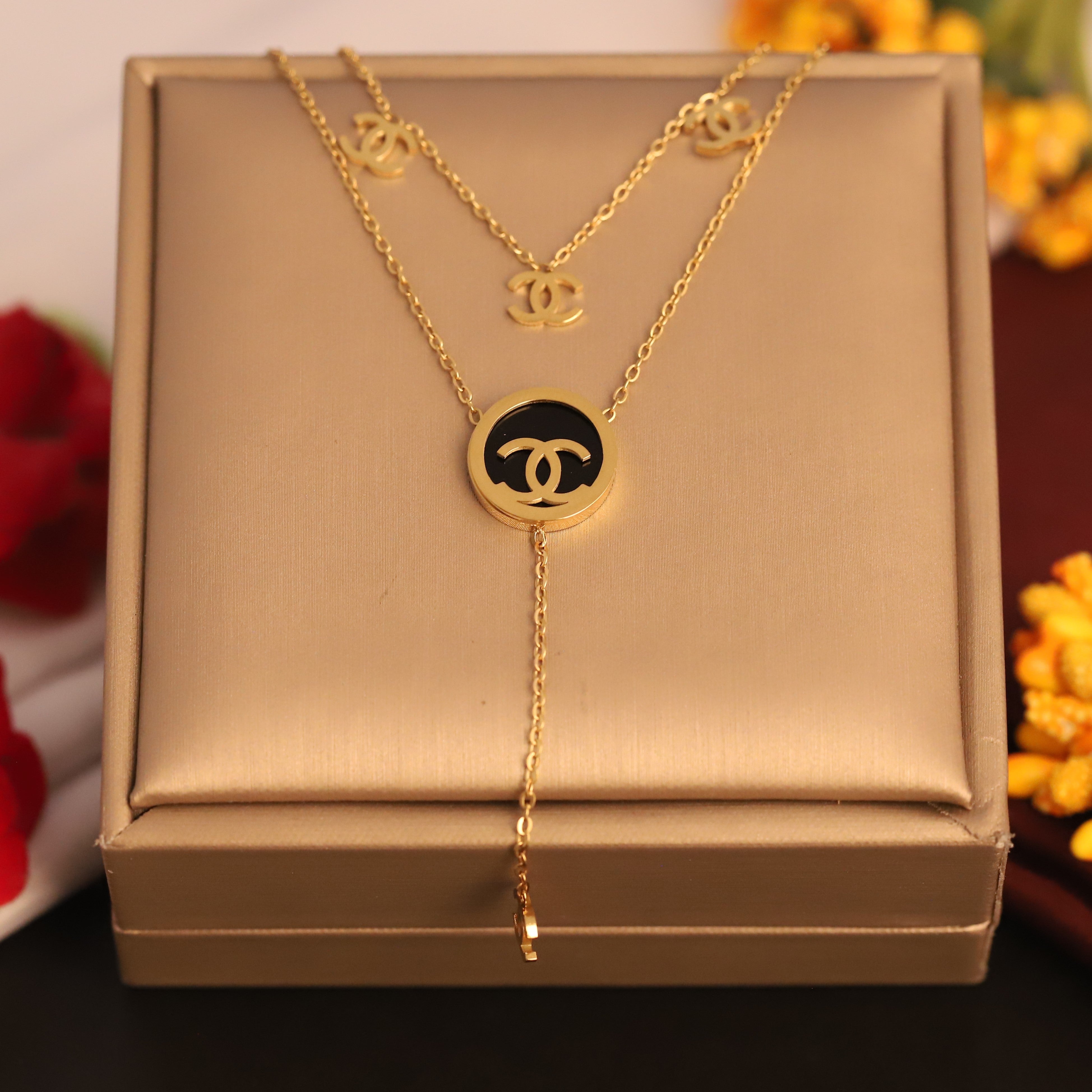 Trendy Charms Chain Gold Plated – Double Layer, Anti-Tarnish, Waterproof, Minimalist Style (GOLD)