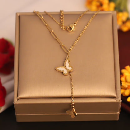 Butterfly Charm Snack Chain Gold Plated – Single Layer, Anti-Tarnish, Waterproof, Minimalist Style (GOLD)