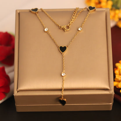 Heart Charm Chain Gold Plated – Single Layer, Anti-Tarnish, Waterproof, Minimalist Style (GOLD)
