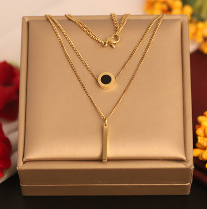 Trendy Charms Snake Chain Gold Plated – Double Layer, Anti-Tarnish, Waterproof, Minimalist Style (GOLD)