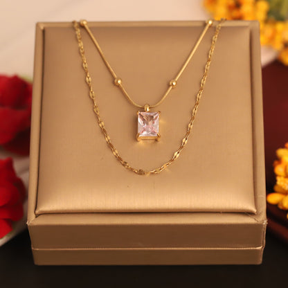 Trendy Charms Chain Gold Plated – Double Layer, Anti-Tarnish, Waterproof, Minimalist Style (GOLD)