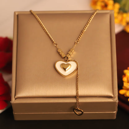 Heart Charm Chain Gold Plated – Single Layer, Anti-Tarnish, Waterproof, Minimalist Style (GOLD)